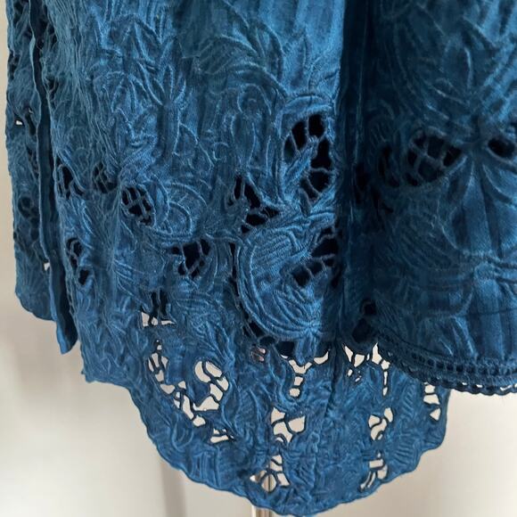 Soft Surroundings Esme Embroidered 2 Pc Womens Top Sz M Lace Granny Boho Lagom - Picture 11 of 16